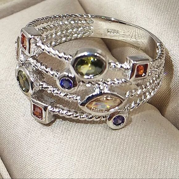 💎135💎 Women's 925 Sterling Silver Multicolor Gemstone Ring @KindLuxuries - Picture 6 of 11